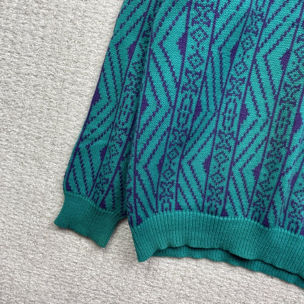 VTG Capricorn Crewneck Knit Grandpa Sweater Men Sz M Psychedelic's Geometric AOP - Picture 6 of 15
